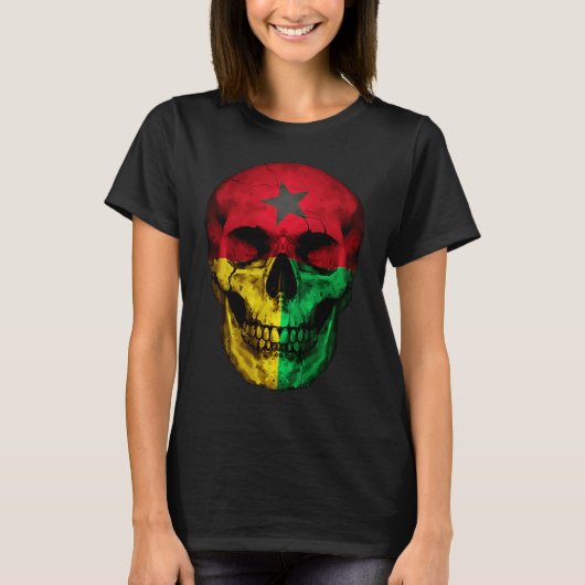 Guinea Bissau Flag Skull Bissau Guinean Root Proud T-Shirt (Vorderseite)