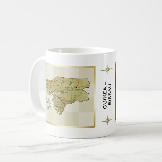 Guinea-Bissau Flagge + Karten-Tasse Kaffeetasse (Vorderseite Links)
