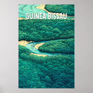 Guinea Bissau Illustration Reisen Vintag Poster
