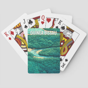 Guinea Bissau Illustration Reisen Vintag Spielkarten