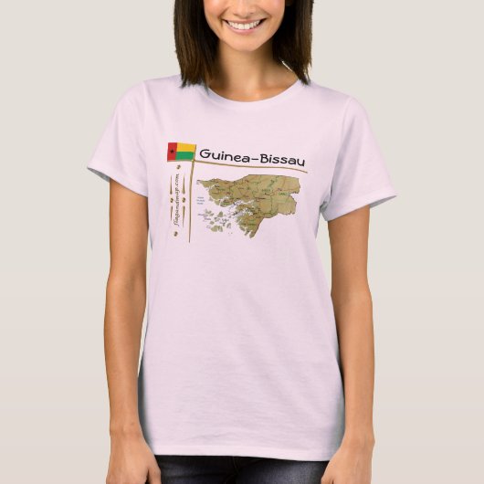 Guinea-Bissau-Karte + Flag + Titel-T - Shirt (Vorderseite)