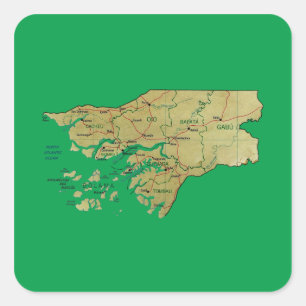 Guinea-Bissau-Kartenaufkleber Quadratischer Aufkleber