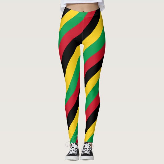 Guinea-Bissau-Nationalfarben der Flaggen gestreift Leggings (Vorderseite)