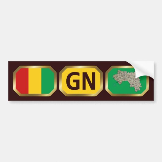 Guinea-Conakry-Flag-Map-Code-Autoaufkleber Autoaufkleber (Vorne)