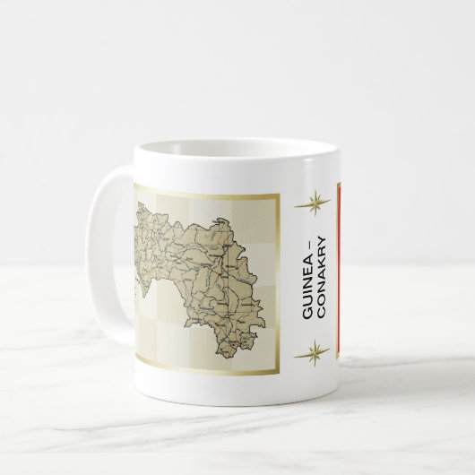 Guinea-Conakry Flagge + Karten-Tasse Kaffeetasse (Vorderseite Links)