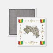 Guinea-Conakry Map + Flags Magnet (Vorderseite/Rückseite)