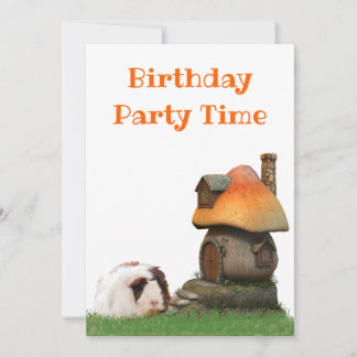 Guinea der Geburtstagsparty Pig Mushroom House Einladung