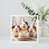 Guinea, die Kuchen fressen, Guinea Schweine Geburt Einladung (Stehend Vorderseite)