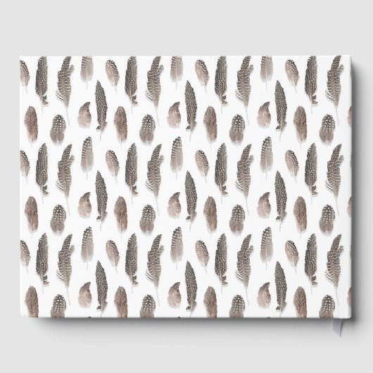 Guinea Farm Bird Feather Muster Gästebuch (Rückseite)