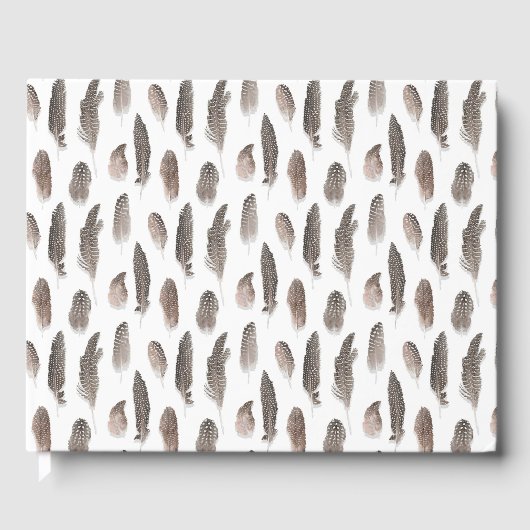 Guinea Farm Bird Feather Muster Gästebuch (Vorderseite)