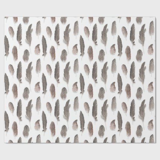 Guinea Farm Bird Feather Muster Geschenkpapier (Flach)