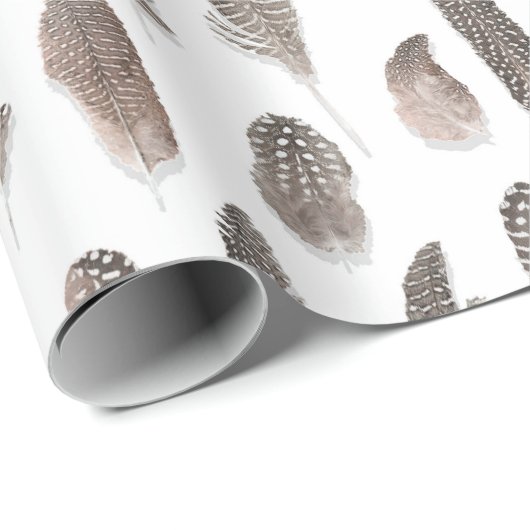 Guinea Farm Bird Feather Muster Geschenkpapier (Rolleneckpunkt)