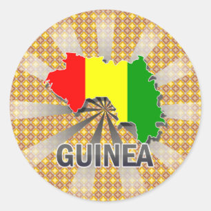 Guinea Flag Map 2.0 Runder Aufkleber