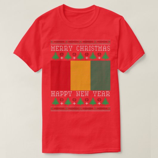 Guinea Flag Ugly Christmas T-Shirt (Design vorne)