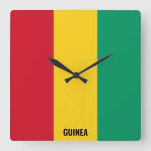 Guinea-Flagge Strahlend Patriotisch Quadratische Wanduhr