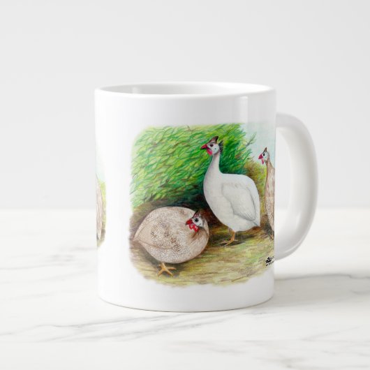 Guinea Fowl Außenbereich Jumbo-Tasse (Vorderseite Rechts)
