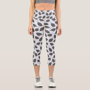 Guinea Fowl Bird Muster Blau Capri Leggings