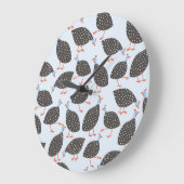 Guinea Fowl Blue Muster Große Wanduhr (Winkel)