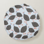 Guinea Fowl Blue Pattern Rundes Kissen (Rückseite)