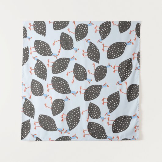 Guinea Fowl Blue Pattern Wandteppich (Vorderseite (Horizontal))