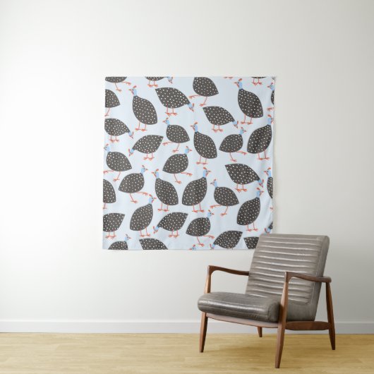 Guinea Fowl Blue Pattern Wandteppich (Beispiel)