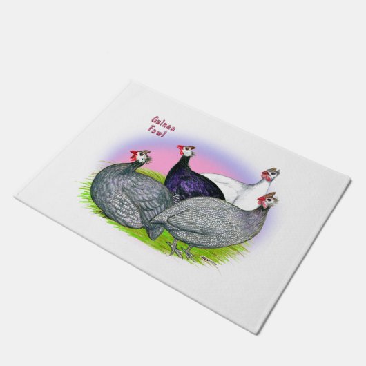 Guinea Fowl Quartett Fußmatte (Schrägansicht)