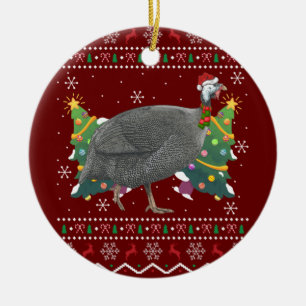 Guinea Fowl Xmas Geschenk hässliche Guinea Fowl Bi Keramik Ornament