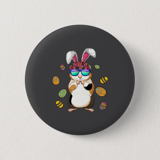 Guinea G mit süßen Hasenohren Frohe Ostern E Button (Vorderseite)