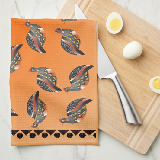 GUINEA-GEFLÜGEL 35 GANZ ÜBER DRUCK UND GRENZEN GESCHIRRTUCH (Viertel Falte)