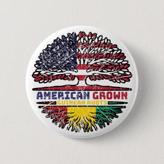 Guinea Guinean American USA Tree Roots Flag Button (Vorderseite)