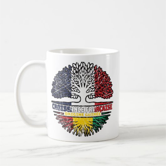 Guinea Guinean France Tree Roots Flag Kaffeetasse (Links)