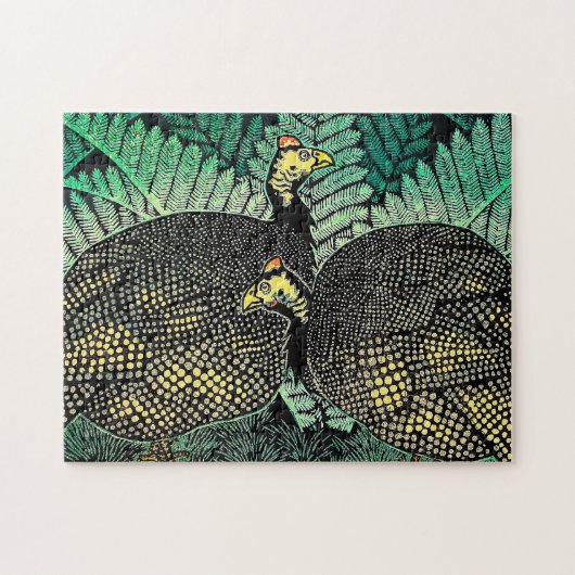 Guinea Hens kasamatsu shiro birds japanisch art Puzzle (Horizontal)