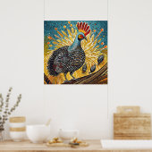 Guinea Hühner fangen Zecken - AI generierte Kunstw Poster (Küche)