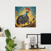 Guinea Hühner fangen Zecken - AI generierte Kunstw Poster (Heimbüro)