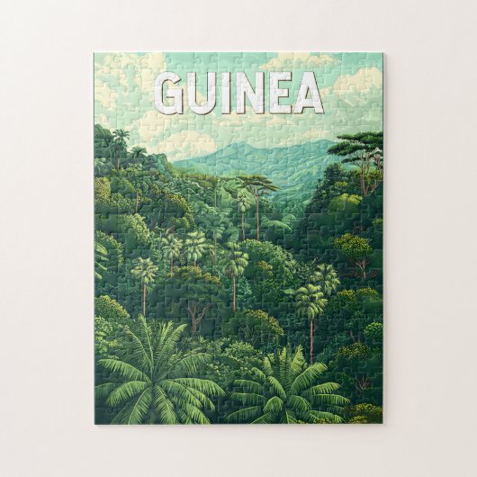 Guinea Illustration Travel Art Vintag Puzzle (Vertikal)