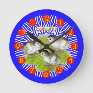 Guinea Keets Trio-Uhr Runde Wanduhr