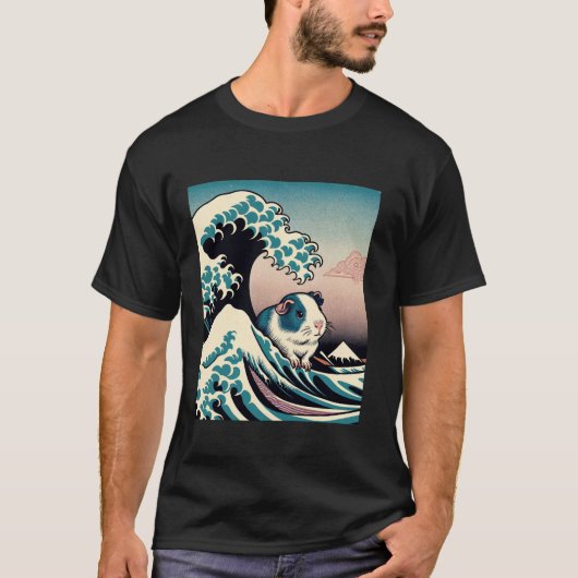 Guinea Pig Art The Great Wave Off Kanagawa Japanes T-Shirt (Vorderseite)