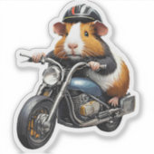 Guinea Pig auf einem Motorrad, Straßenfahrt Aufkleber (Vorderseite)