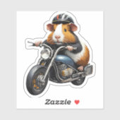 Guinea Pig auf einem Motorrad, Straßenfahrt Aufkleber (Blatt)