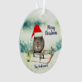 Guinea Pig auf einem Schlitten Weihnachtsschmuck Ornament (Vorderseite)