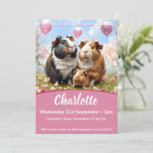 Guinea Pig Babydusche Einladung (Stehend Vorderseite)