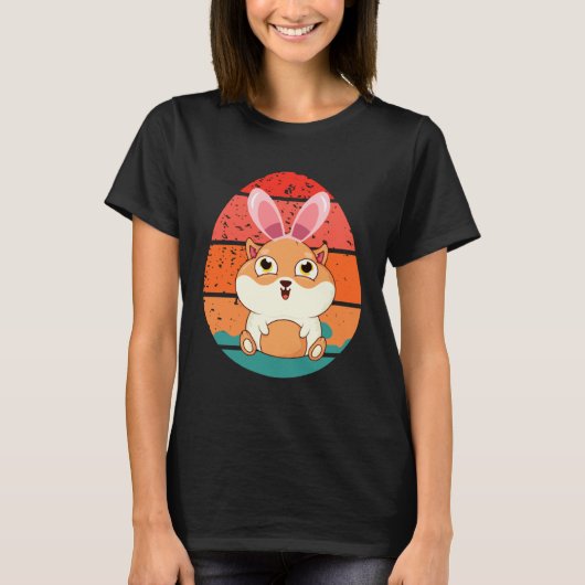 Guinea Pig Bunny Happy Easter Eggs Retro Men Women T-Shirt (Vorderseite)