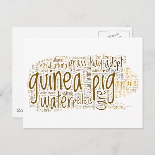 Guinea Pig Care Tips Word Cloud Postkarte (Vorne/Hinten)