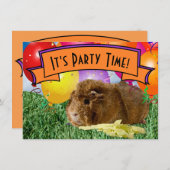 Guinea Pig Children's 7th Birthday Party Ballons Einladung (Vorne/Hinten)