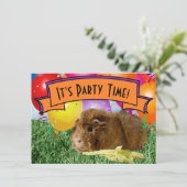Guinea Pig Children's 7th Birthday Party Ballons Einladung (Stehend Vorderseite)