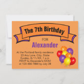 Guinea Pig Children's 7th Birthday Party Ballons Einladung (Rückseite)