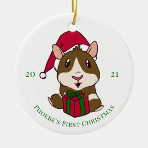 Guinea Pig Christmas Holiday Keramik Ornament