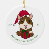 Guinea Pig Christmas Holiday Keramik Ornament (Hinten)