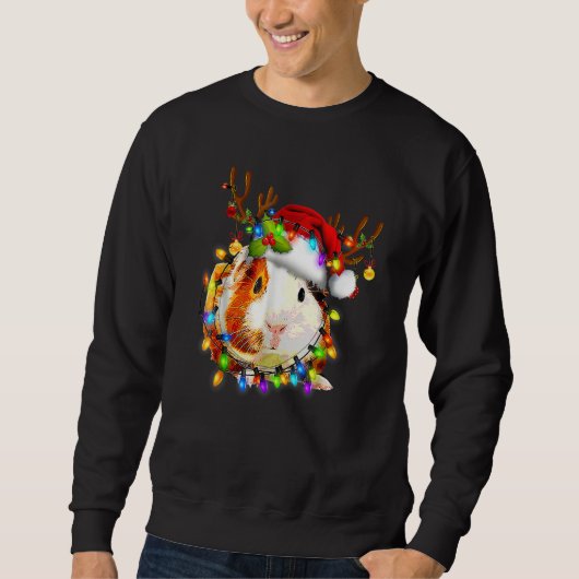 Guinea Pig Christmas Reindeer Christmas Lights Paj Sweatshirt (Vorderseite)