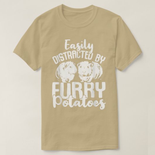 Guinea Pig Cute Pet Easily Distracted By Furry Pot T-Shirt (Design vorne)